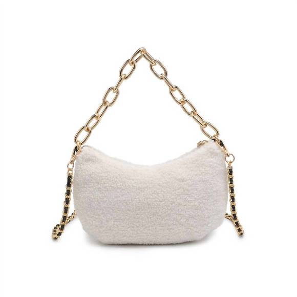 NEW URBAN EXPRESSIONS sherpa crossbody bag in white - Picture 5 of 8